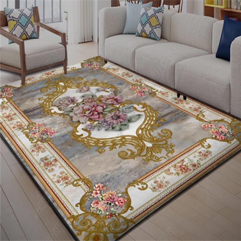 European Non-Slip Jacquard Carpet Modern for Living Room Bedroom Prited on Special Floral Decoration