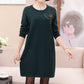 Autumn and Winter Long Knitted Dress Large Size Loose Casual Bottoming Skirt British Style Middle-aged Women Sweater Dress