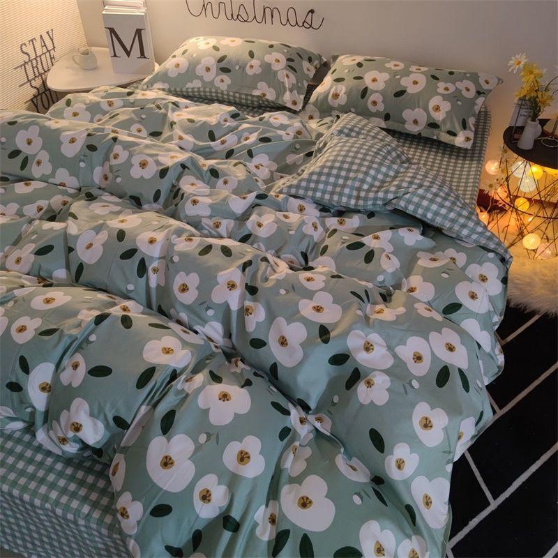 Bed Sheets Quilt Cover Pillowcase Four-piece Set Simple Double Bed Household Daily Necessities Four-piece Set, Bedding