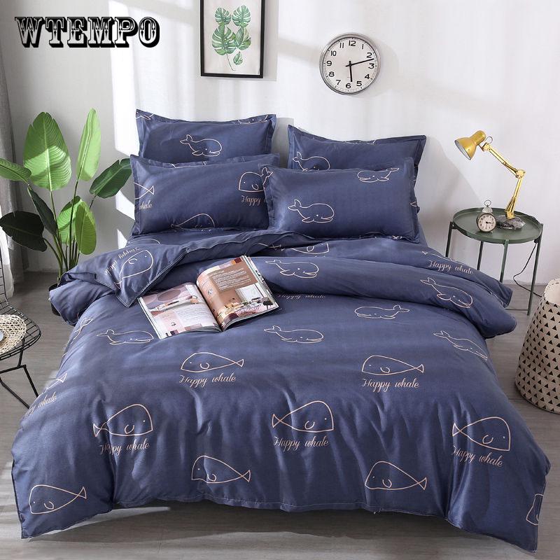 WTEMPO Soft Cotton Bedding Set Banana Leaf Duvet Cover Set Bed Linen King/Queen/Full/Double/Twin