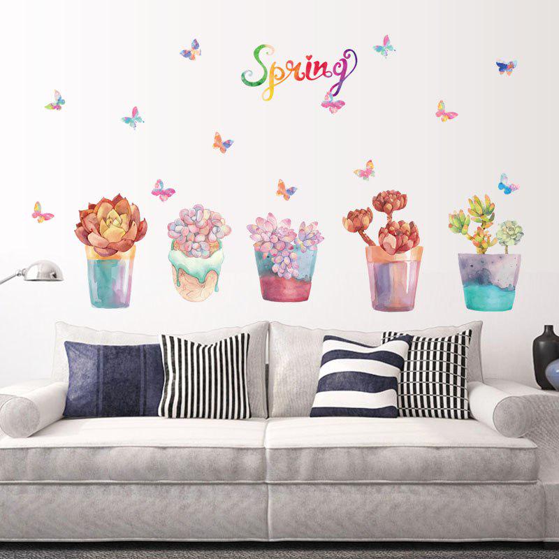 [Wall stickers] More meat potted plant wall stickers flowers living room bedroom balcony window home