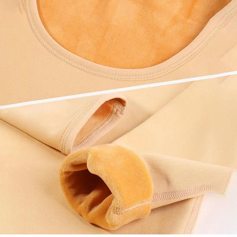 Women Plus Size Winter Thermal Underwear Plus Velvet Thickened O-neck Tops Pants Female Tight Suit Windproof Comfortable Soft Lining Long Sleeve