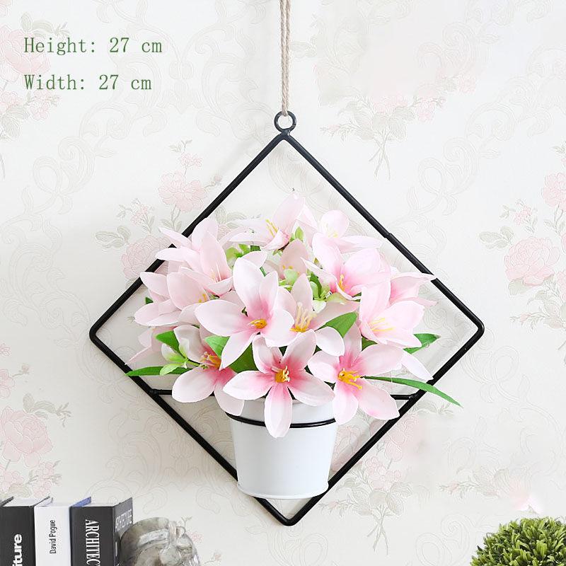 Pendant Simulation Plastic Flower Basket Living Room Wall Decoration Floral Potted Plant Home Hanging Wall Hanging Decoration Artificial Flower Wall