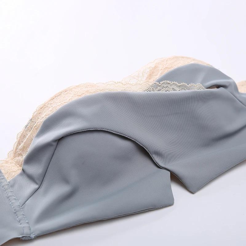 Women's A B Cup Underwear Female No Steel Ring Gathered Small Bra Strapless Bra Junior High School Students Korean Style Solid Lace Brassiere