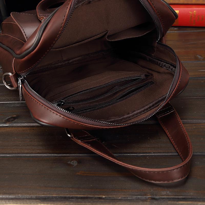Business Briefcase Men Casual Leather Large Capacity Pocket Anti-theft Handbag Computer IPAD Bag