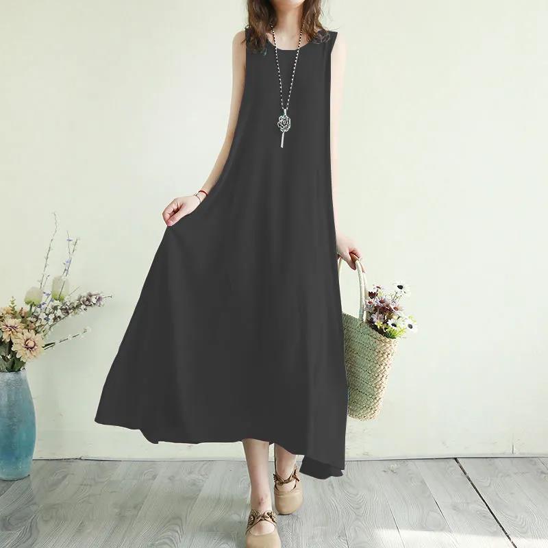 Sexy O-neck Long Dress Women's Sleeveless Long Dress Spring and Summer Women's A-line Dress