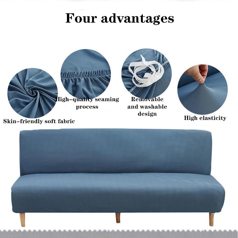 Four Seasons Solid Color Sofa Bed Cover Without Armrest Universal Elastic Folding No Armrest Lazy Sofa Cover
