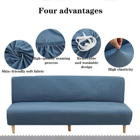 Four Seasons Solid Color Sofa Bed Cover Without Armrest Universal Elastic Folding No Armrest Lazy Sofa Cover
