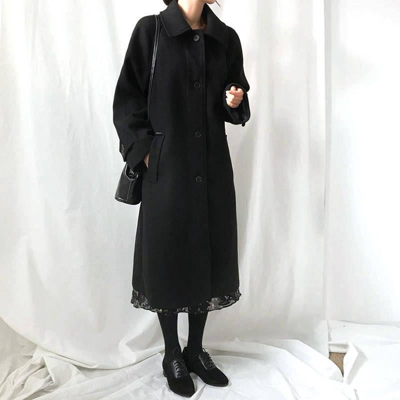 Thick over-knee woolen coat woman clothing woolen coat female mid-length autumn and winter