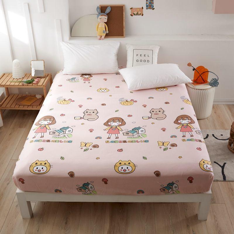 Skin-friendly Cotton Bed Sheet Single Piece Cotton Bed Cover Non-slip Fixed Mattress Cover Dust Protection Cover Bedding