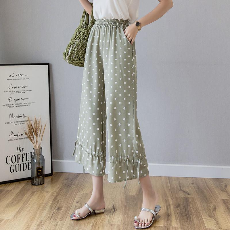 WTEMPO Chiffon Harem Trousers Summer Cool  Thin Women Loose High Waist Wide Leg Straight Trousers Casual Comfortable Office Home Go Out Party