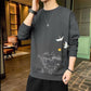 Spring and Autumn Long-sleeved Pullover Sportswear Men's Trend Round Neck Thin Section Solid Color Printing Men's Jacket Top