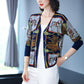Autumn and Winter New Ladies Cardigan Printed Knit Sweater Fashion V-neck Jacket Cardigan Sweater