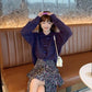 Autumn  Winter College Style Horn Button Knitted Cardigan Jacket Women Casual Fashion Loose Long-sleeved Simple Top