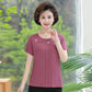 Embroidered Short-sleeved T-shirt Middle-aged and Elderly Women's Large Size Loose Bottoming Shirt Women's Short-sleeved Summer Top