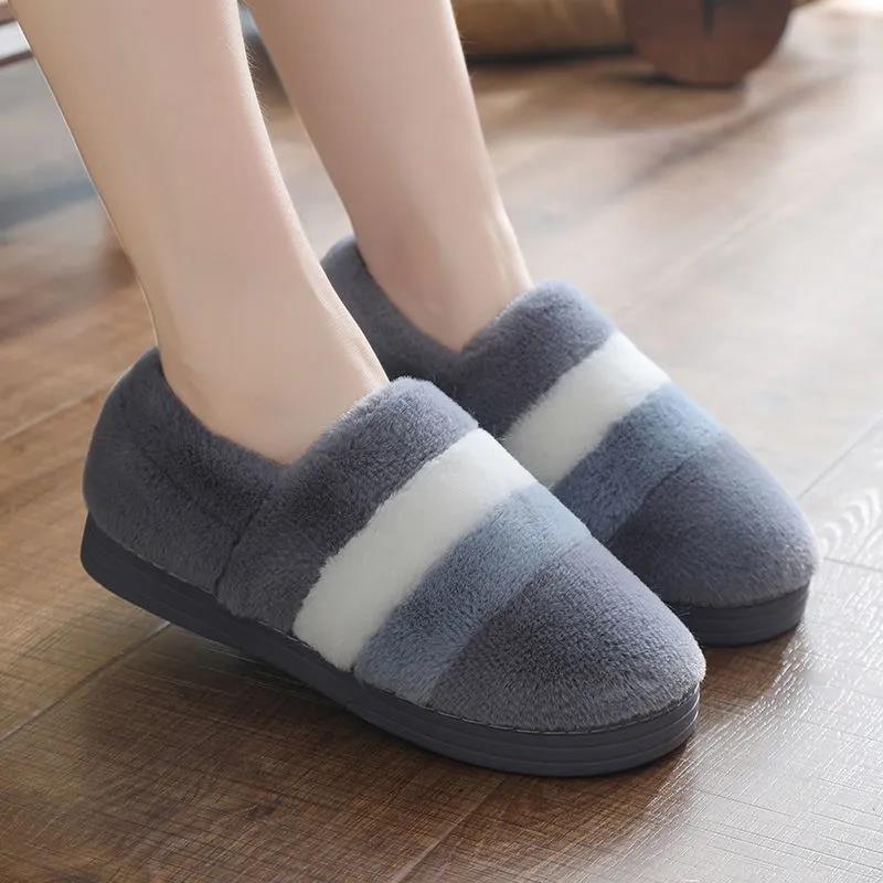 Winter Couple Thick-soled Non-slip Cotton Slippers Household Warmth Confinement Shoes Cute Cartoon Female Hair Drag