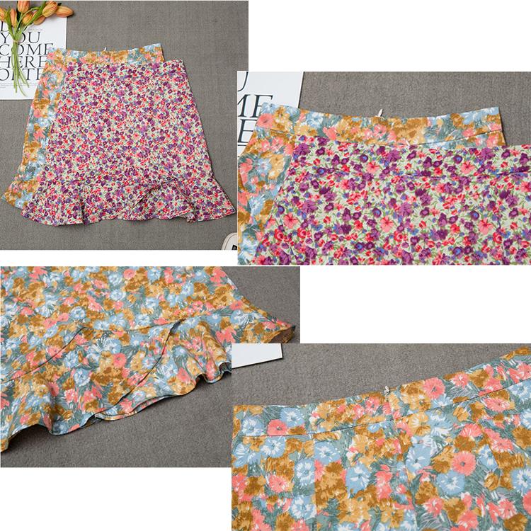 Summer Casual Bohe High Waist Skirts Women Faldas Mujer Moda Ruffled Floral Print Beach Short Skirt