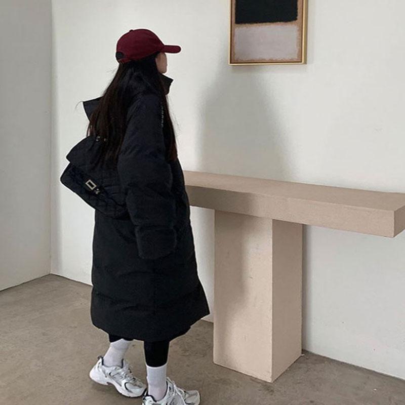 Down Jacket Winter Ladies Fashion Korean Thick Warmth In The Long Section Over The Knee Large Size Cotton Jacket