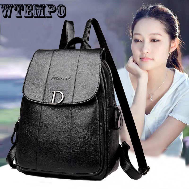 Simple Fashion Women Backpack Leather Travel Shoulder Bags Ladies Girls Bag Big Capacity