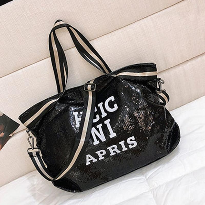 Large-capacity Sequined Bag Fashion Yoga Bag One-shoulder European and American Leisure Messenger Letter Gym Bag Short-distance Travel Bag