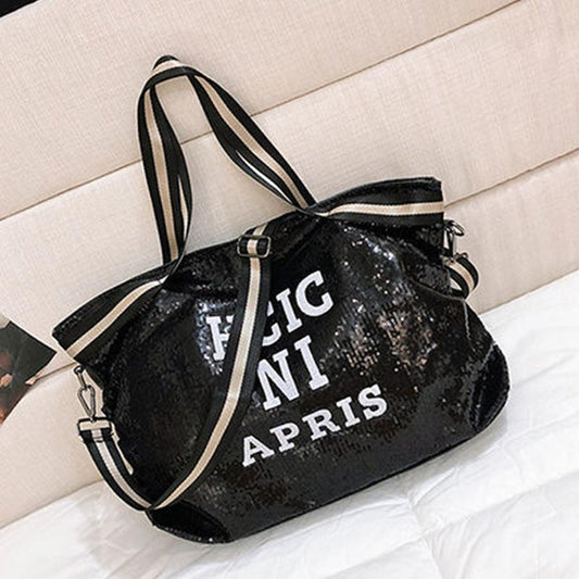 Large-capacity Sequined Bag Fashion Yoga Bag One-shoulder European and American Leisure Messenger Letter Gym Bag Short-distance Travel Bag