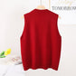 Knitted Vest Mid-length Thickened Loose Round Neck Sweater Bottoming Shirt Coat