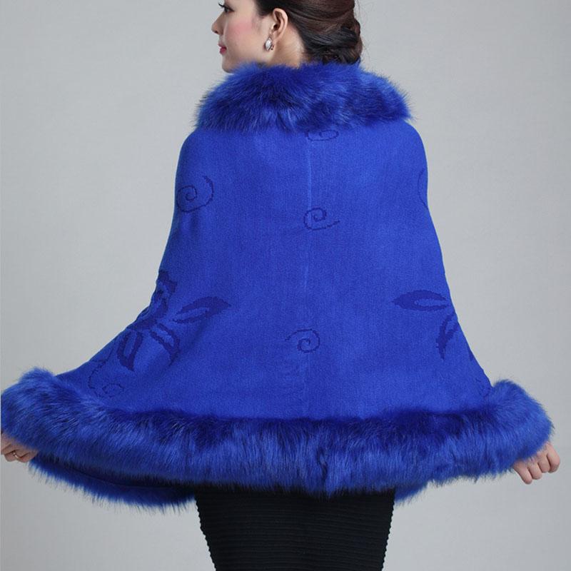 Autumn and Winter Imitation Fox Fur Coat Ladies Shawl Cloak Loose Large Size Short Fur Collar Cloak Thick