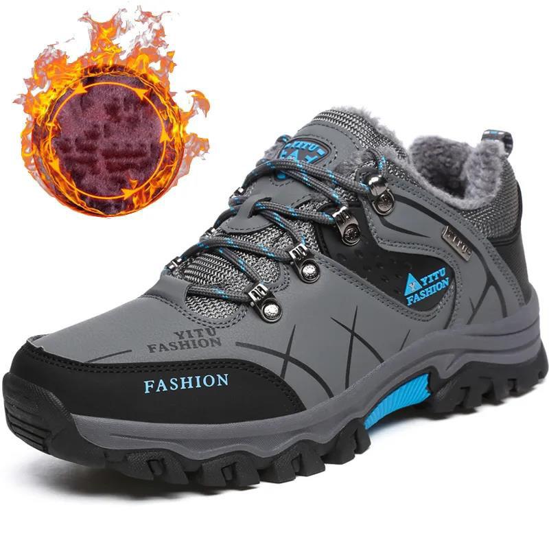 Plus Size Winter Men's Shoes Casual Sports Shoes Plush Warm Cotton Shoes Men's Travel Anti-skid Shoes Wear-resistant Mountaineering Shoes
