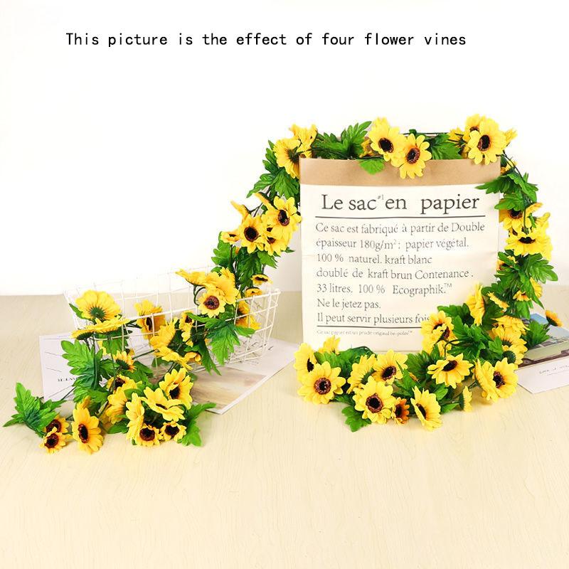 Simulation Sunflower Rattan Sun Flower Rattan Vine Indoor Living Room Air Conditioning Pipe Winding Wall Hanging Decoration