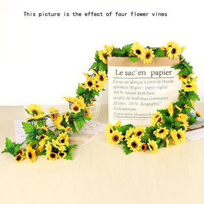 Simulation Sunflower Rattan Sun Flower Rattan Vine Indoor Living Room Air Conditioning Pipe Winding Wall Hanging Decoration