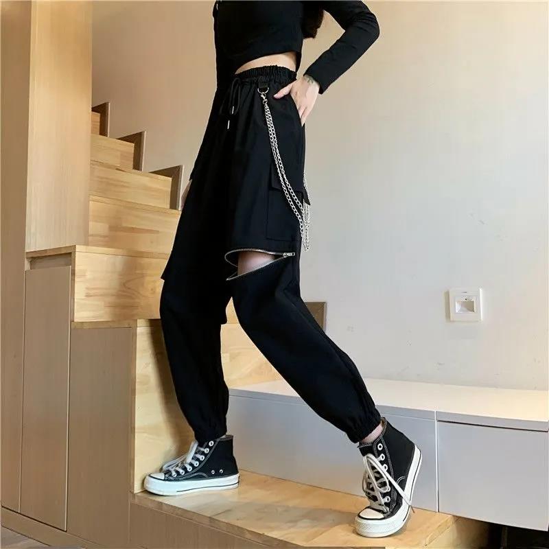 Drawstring Overalls Women Loose Wild Trend High Waist Handsome Black Large Size Slim Casual Pants
