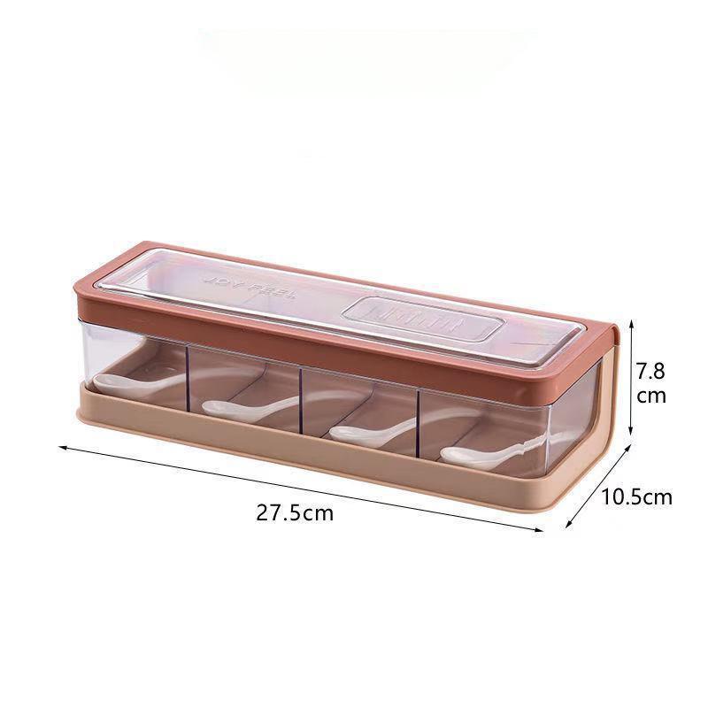 Seasoning Box Multifunctional Kitchen Supplies Box with Lid Sugar Salt Shaker Condiment Household with Spoon Condiment Storage Box Set