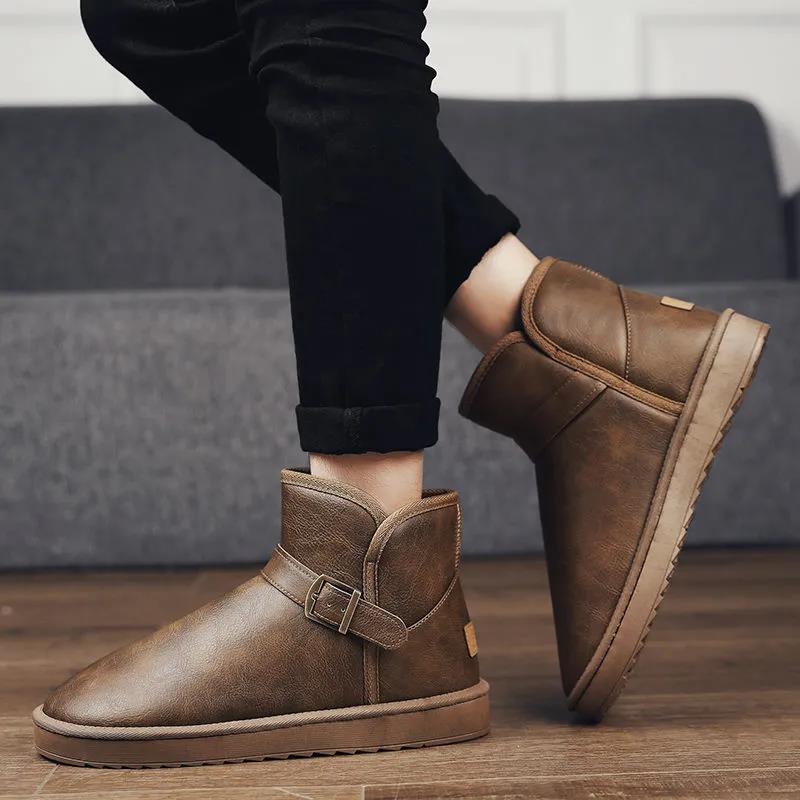 Snow Boots Men's Winter Warm Plus Velvet Men's Thick Waterproof Cotton Shoes Men's Shoes