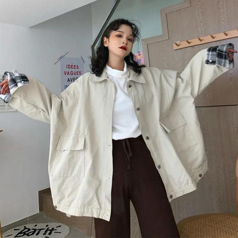 Oversized Harajuku Style Jacket Women Trend Windbreaker Casual Loose Coat Soft and Comfortable Parka for Youth