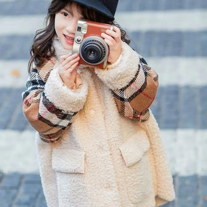 Girls' Warm Jacket Autumn and Winter Clothes Windproof Jacket Thickened Mid-length Children's Wool Sweater