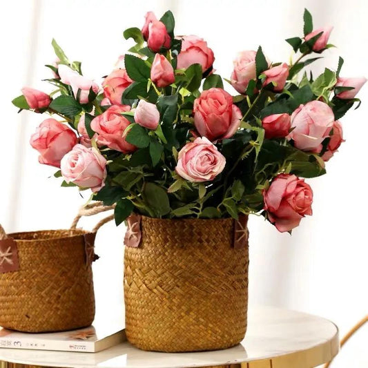 Bulgarian Rose Simulation Bouquet Fake Flower Decoration European Plastic Flower Decoration Silk Flower Living Room Table Decoration