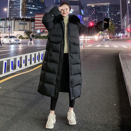 Women's Down Coat Cotton Coat Winter Loose Mid-length Over The Knee Coat Women