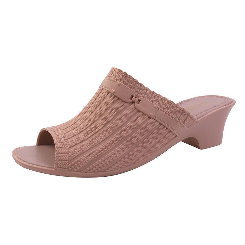 Summer Fashion Fish Mouth Slope with Half Slippers Women Summer Wear All-match Thick Heel Korean Slippers Women