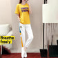Sports and Leisure Women's Spring and Summer Small Daisy Loose Pants Short-sleeved Two-piece Cute Sports Suit Beautiful and Comfortable