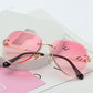 Rimless Sunglasses Women Fashion Designer Sun Glasses Metal Farme Gradient Shades Cutting Lens Famal