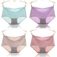 4Pcs/Set Women's Breathable Solid Color Panties Cotton Crotch Mid Waist Underpants Large Size Casual Seamless Briefs
