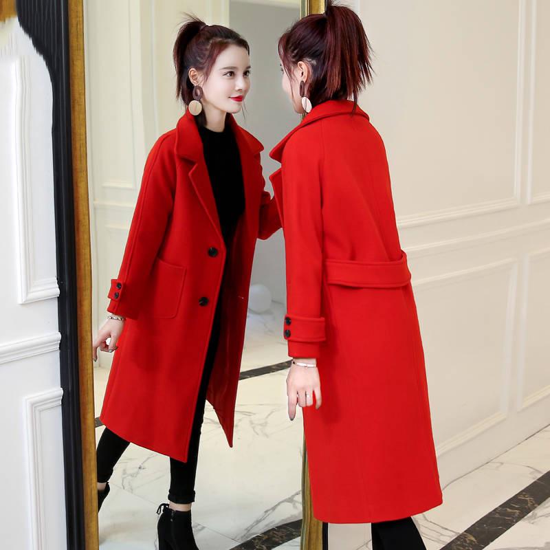 Women Winter Autumn Single Breasted Coat Long Trench Coats Outerwear Casual Wool Overcoat Ladies