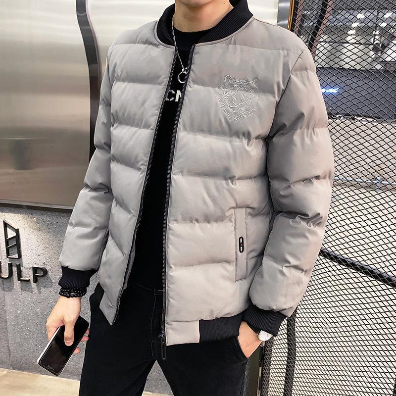 Cotton Jacket Men's Winter Cotton Clothes Young and Middle-aged Men's Winter Clothes Short Padded Jacket Winter Thick Men's Embroidery Tiger