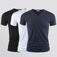3pcs Modal T-shirt Slim Shirt Solid Color Casual Thin Tees V-Neck Short Sleeve Ice Silk Cool Pullover Men Clothing Summer