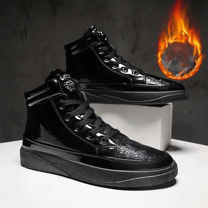 Autumn Trend Martin Boots Men's Shiny Motorcycle Boots All-match British Trendy Shoes