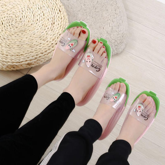 Creative Net Red Corn Slippers Parent-child Indoor and Outdoor Bathroom Soft Bottom Non-slip Leisure Trend Korean Sandals and Slippers