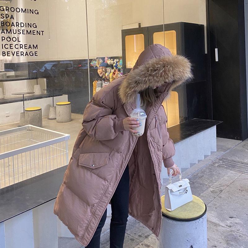 Cotton Clothes Women's Mid-length Winter Clothes Korean Version Ins Hong Kong Style Big Fur Collar Cotton Clothes Bread Clothes Tide