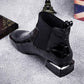 Women Boots Shiny PU Leather Autumn Winter Shoes Woman Spuare Toe Block Heels