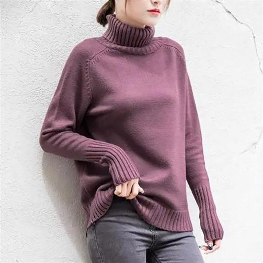 Autumn/Winter Women's Sweater Korean Style Turtleneck Pullover Loose Large Size Long Sleeve Knitted Bottoming Shirt