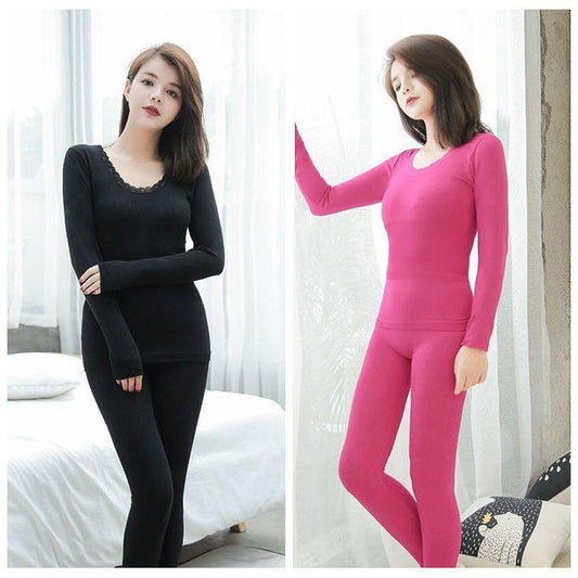 Buy 1 Get 1 Free Large Size Thermal Suit Qiuyi Long Trousers Women's Thin Thermal Underwear Women's Sweater Liner Bottoming Shirt